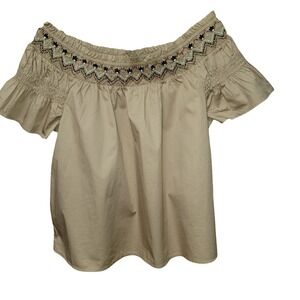 Old Navy Sz L Smocked Sleeve Off Shoulder Work Top Festival Beach Summer Y2K‎